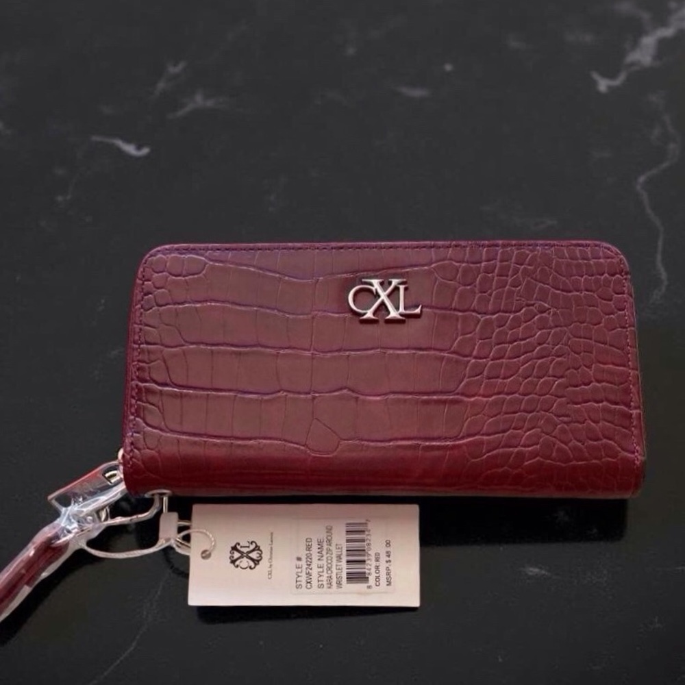 CXL by Christian Lacroix Kara Croco Zip Wristlet Wallet Red NWT Classic - Picture 2 of 7